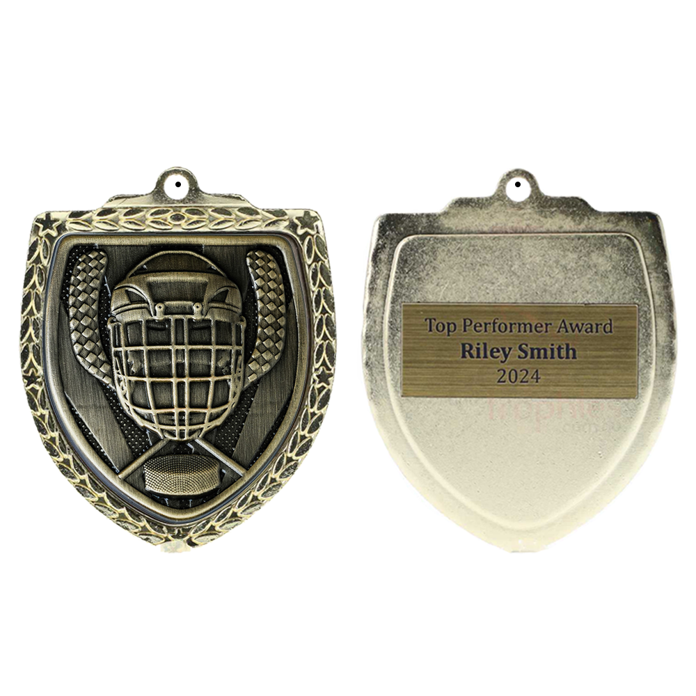 Ice Hockey Shield Medal 80mm - Gold 