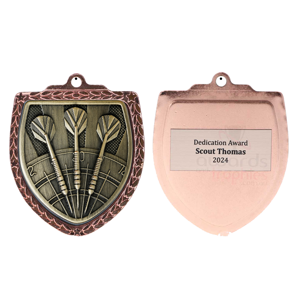 Darts Shield Medal 80mm - Bronze