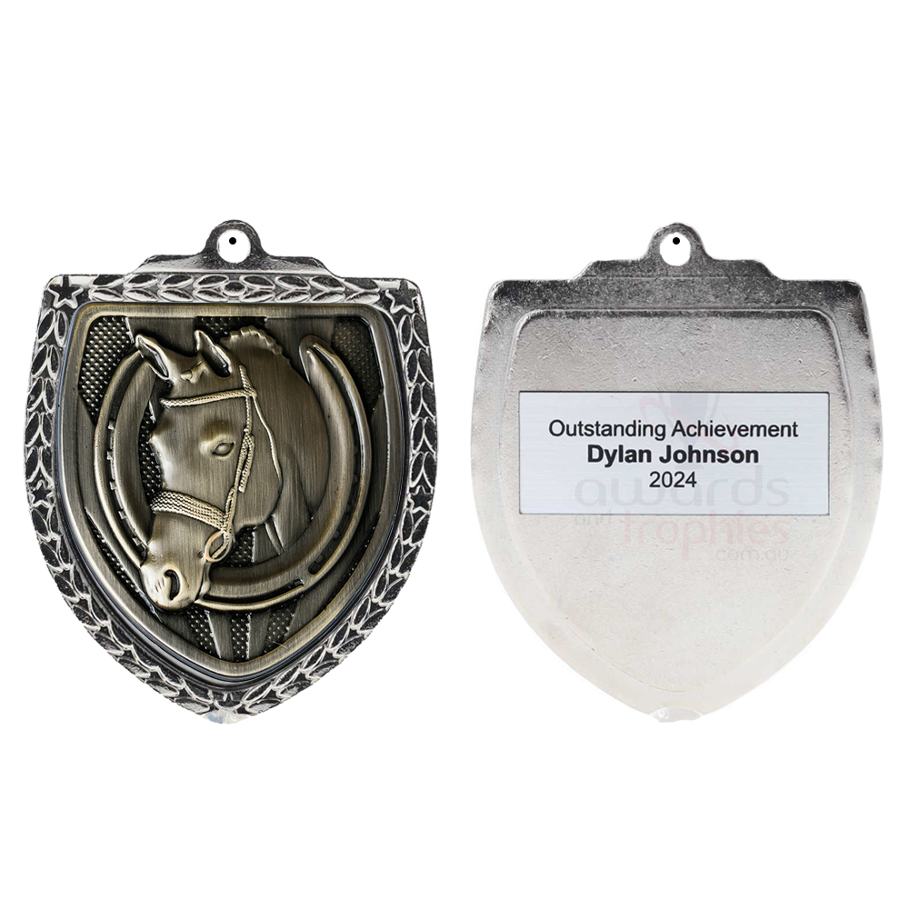Horse Shield Medal 80mm - Silver 