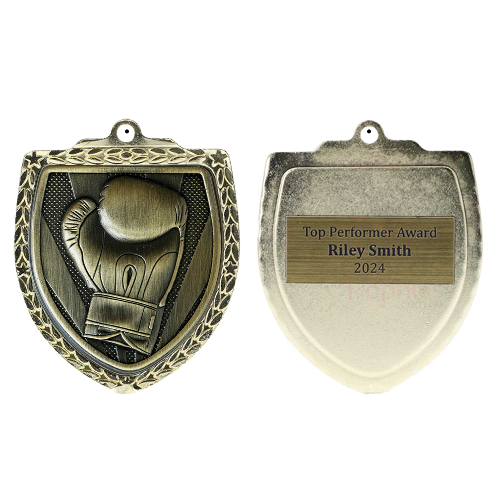 Boxing Shield Medal 80mm - Gold 