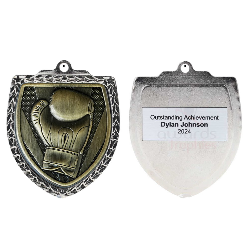 Boxing Shield Medal 80mm - Silver 