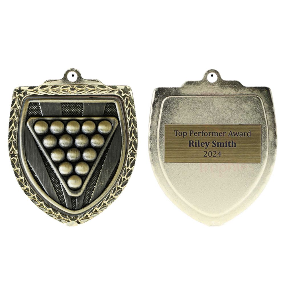 Billiards Shield Medal 80mm - Gold 