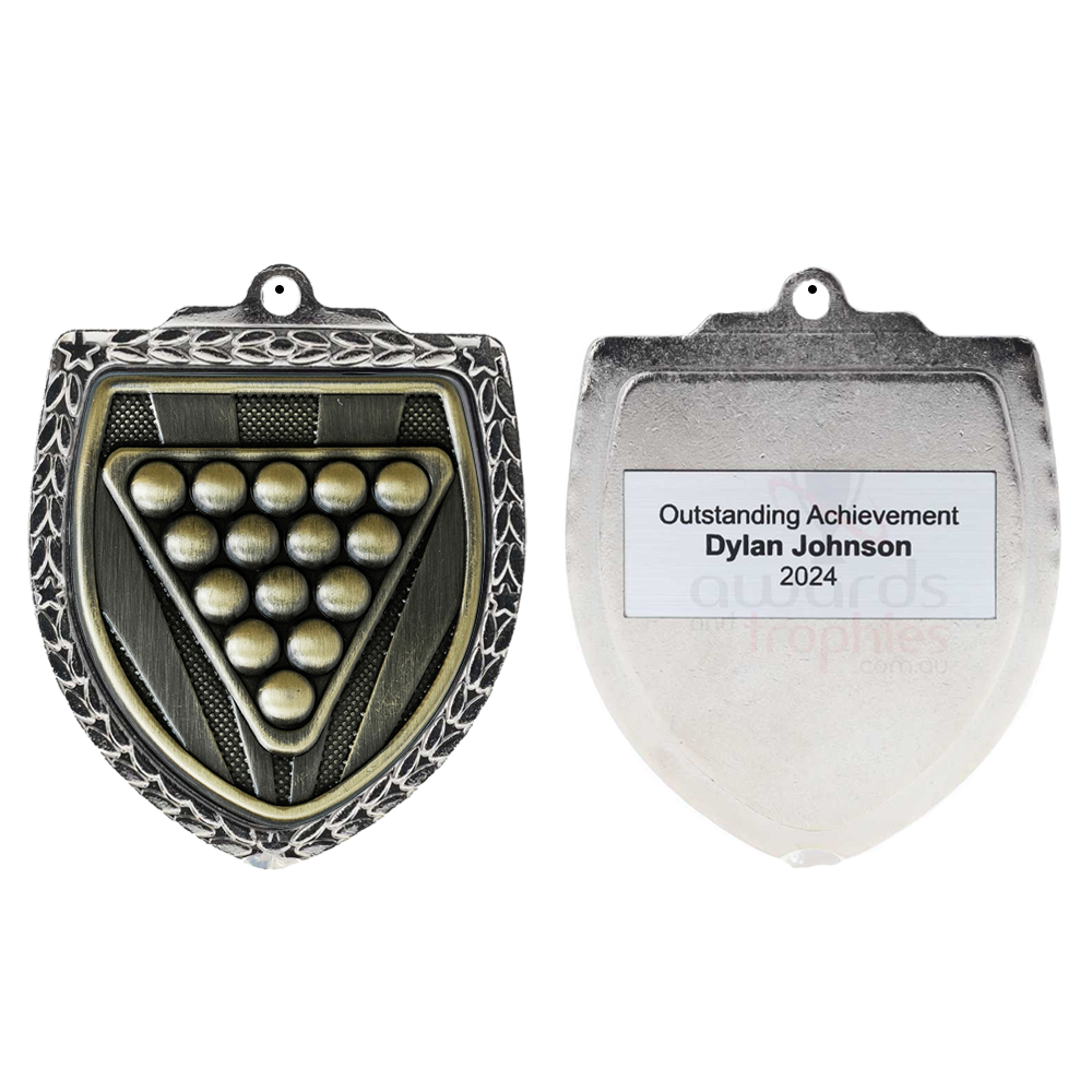 Billiards Shield Medal 80mm - Silver 