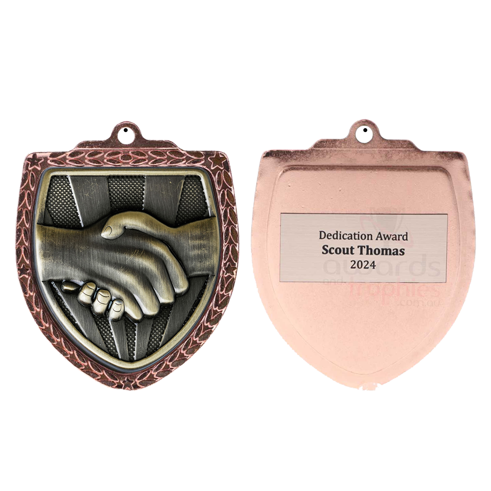Handshake Shield Medal 80mm - Bronze