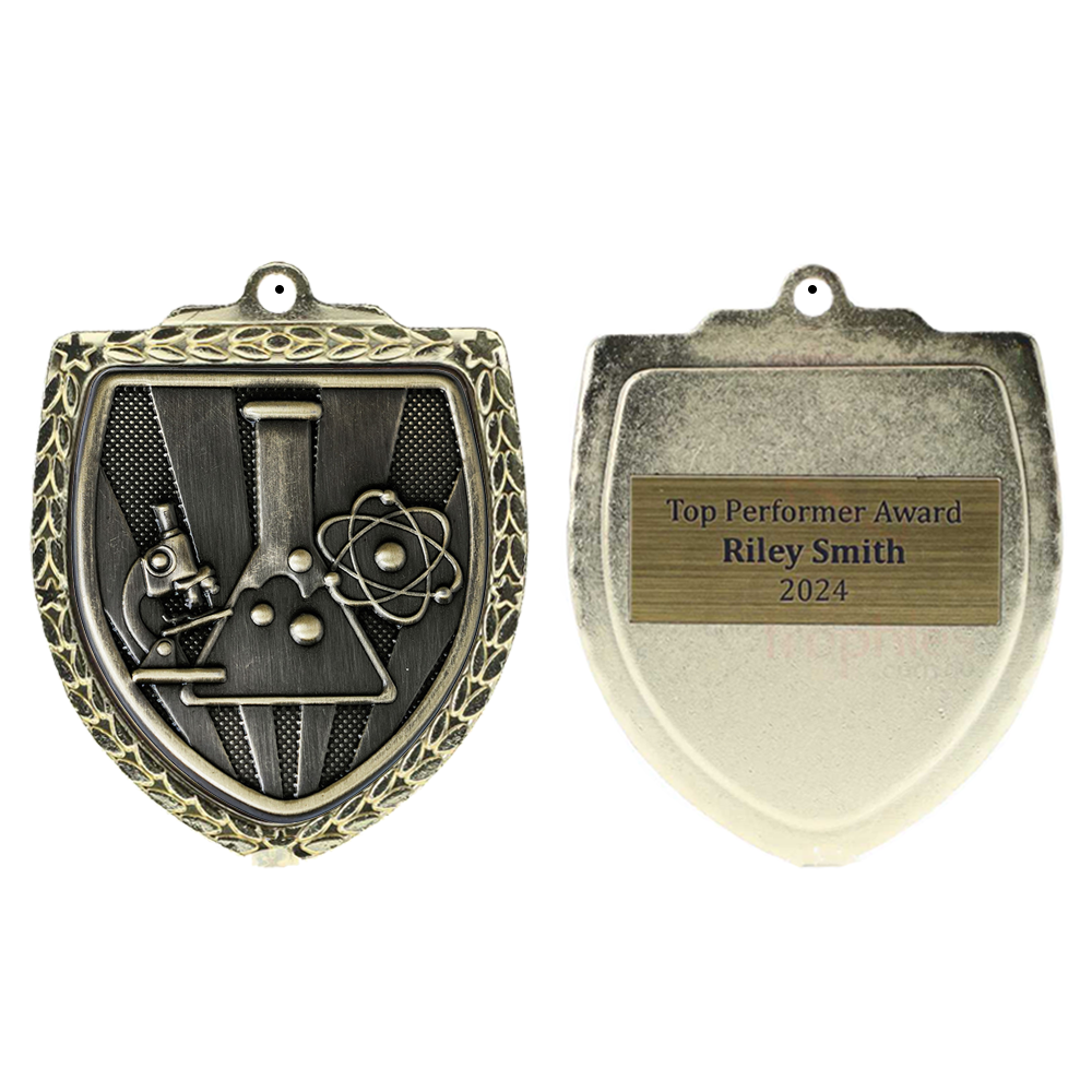 Science Shield Medal 80mm - Gold 