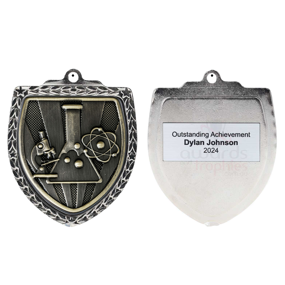 Science Shield Medal 80mm - Silver 