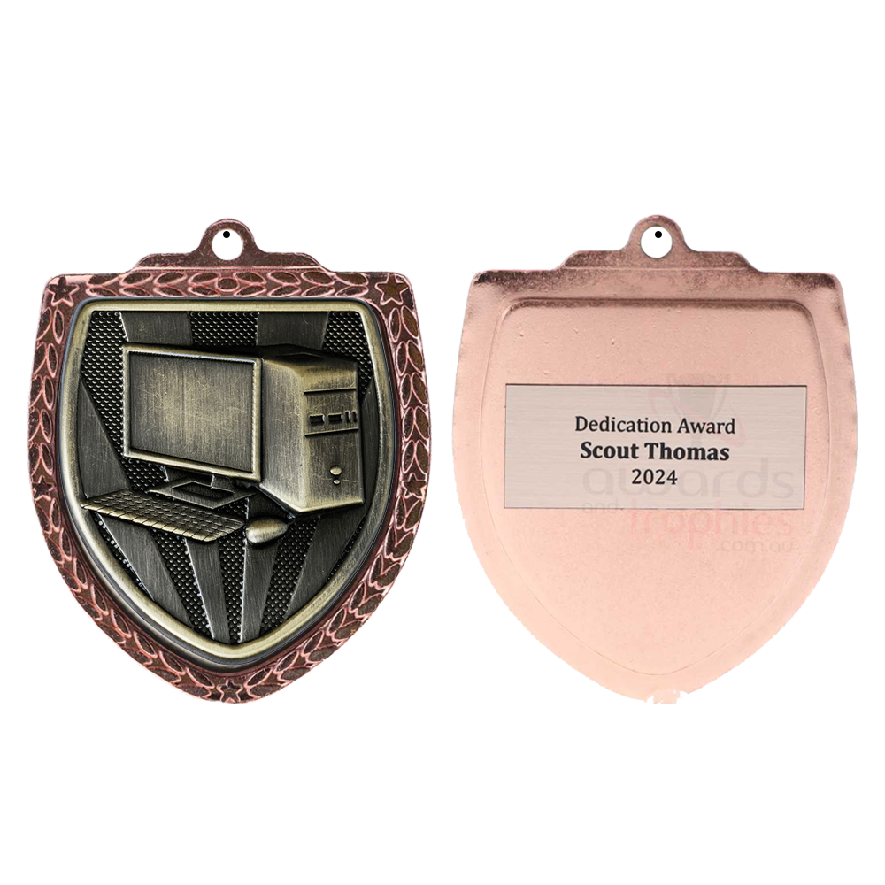 Computer Shield Medal 80mm - Bronze