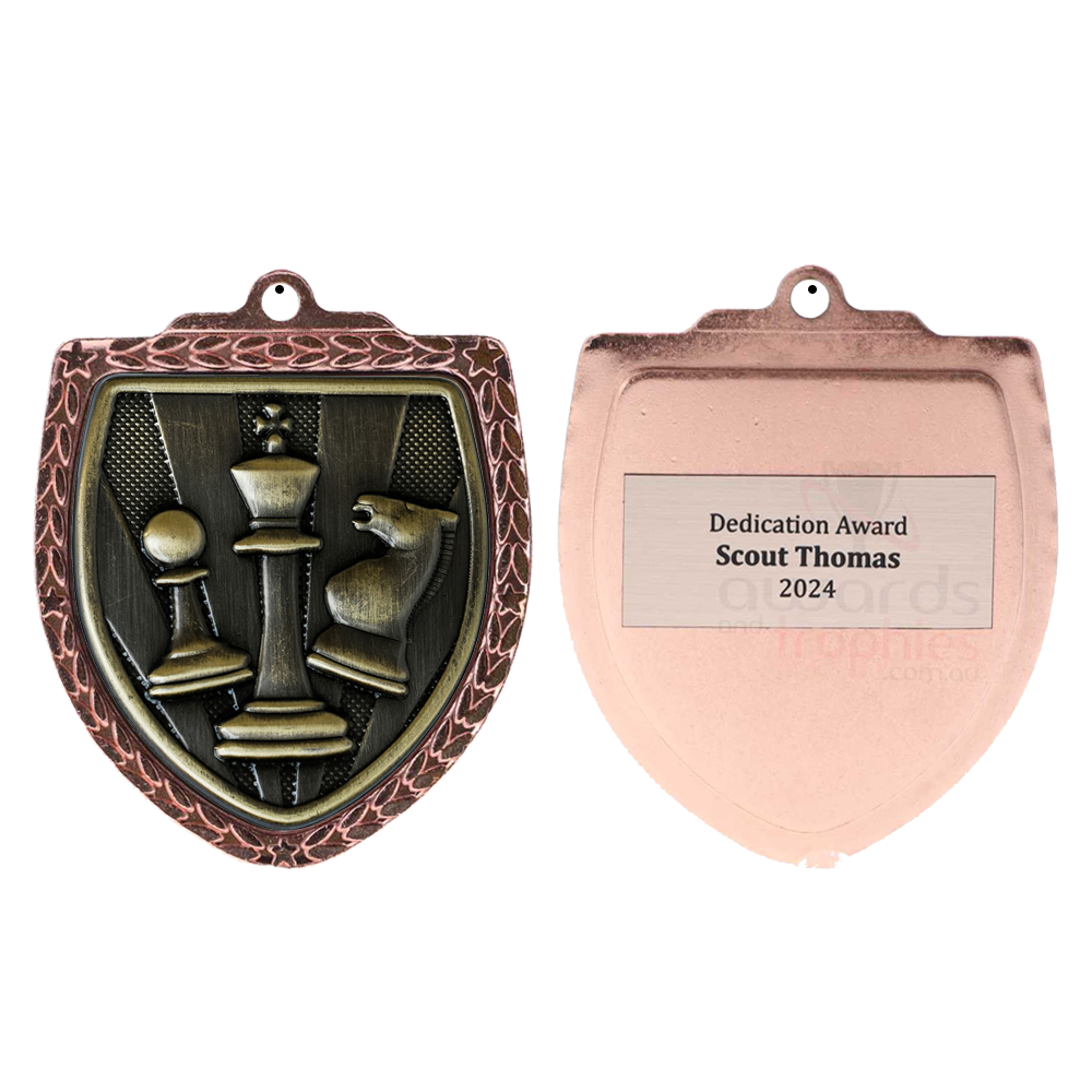 Chess Shield Medal 80mm - Bronze