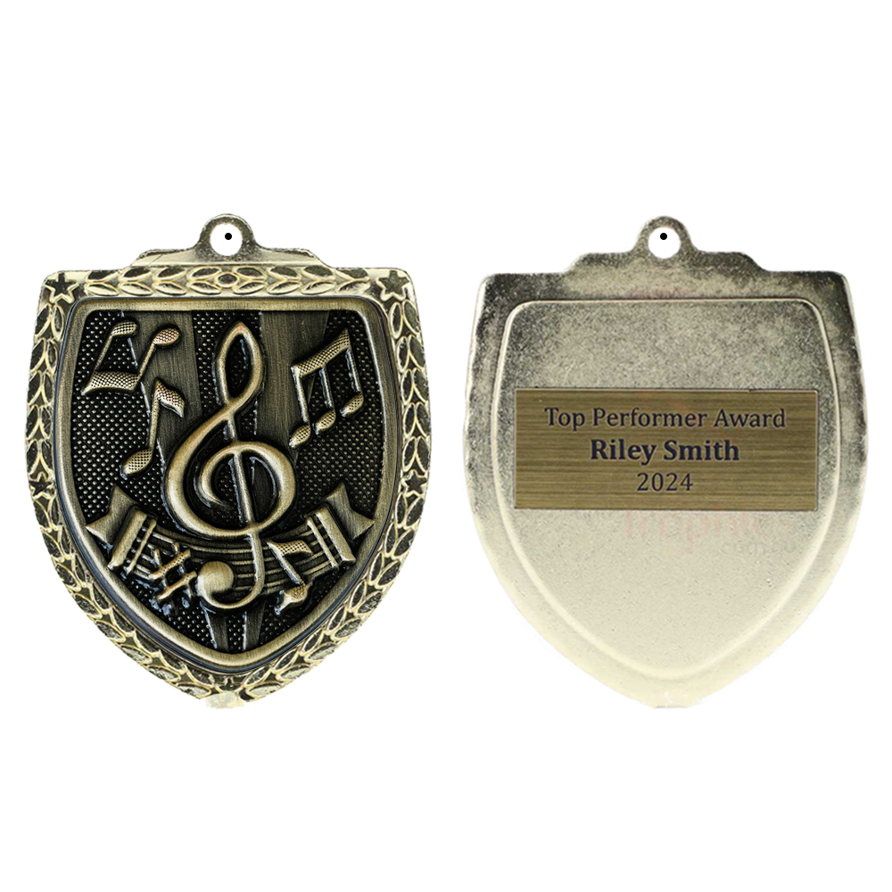 Music Shield Medal 80mm - Gold 