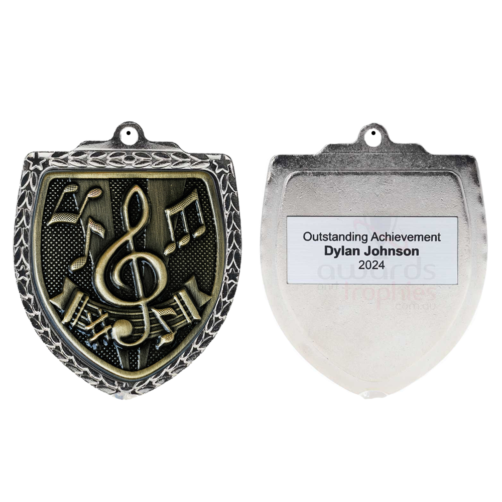 Music Shield Medal 80mm - Silver 