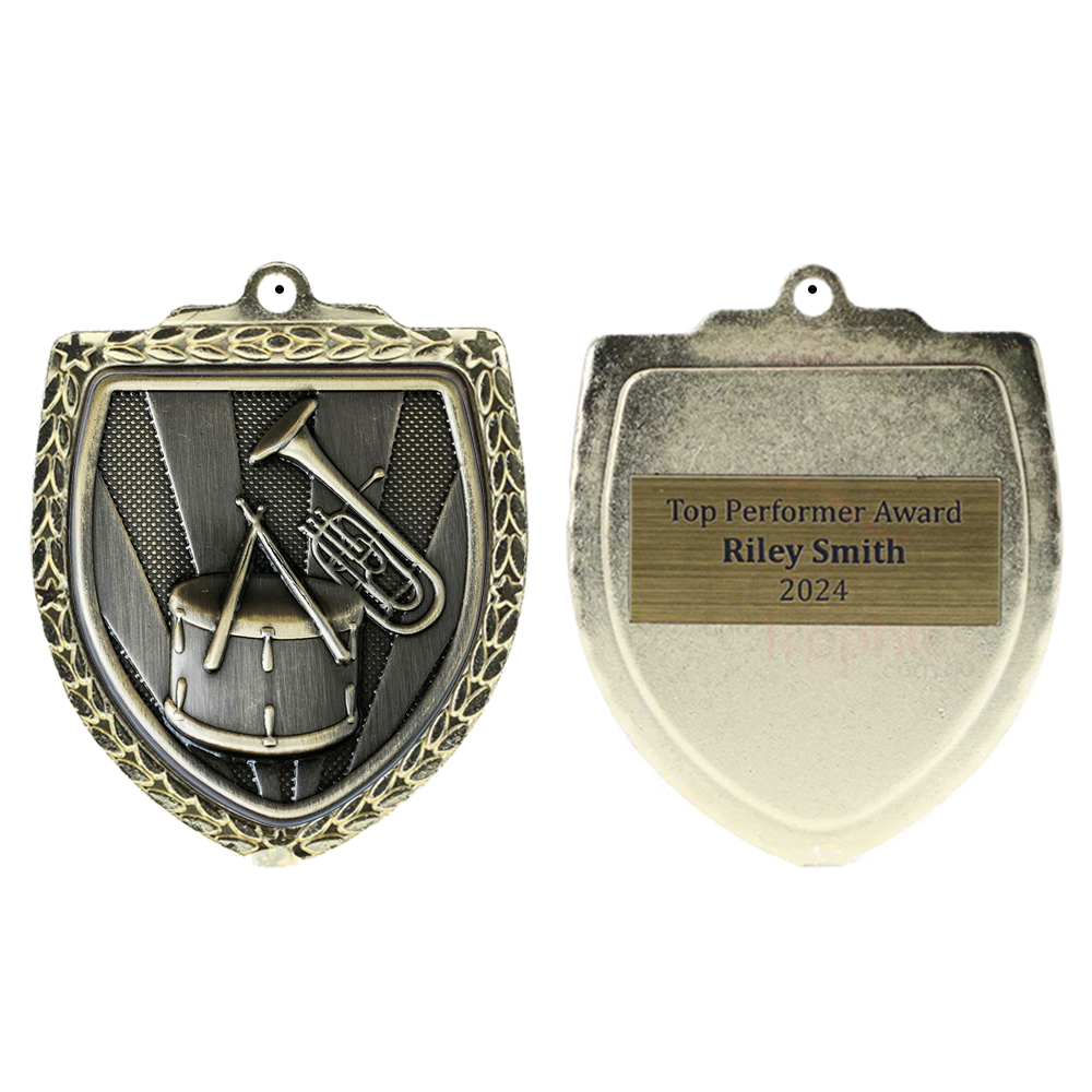 Band Shield Medal 80mm - Gold 