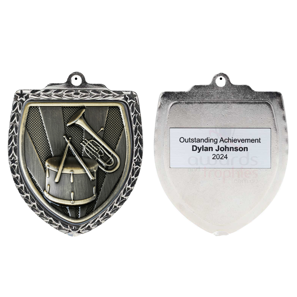 Band Shield Medal 80mm - Silver 