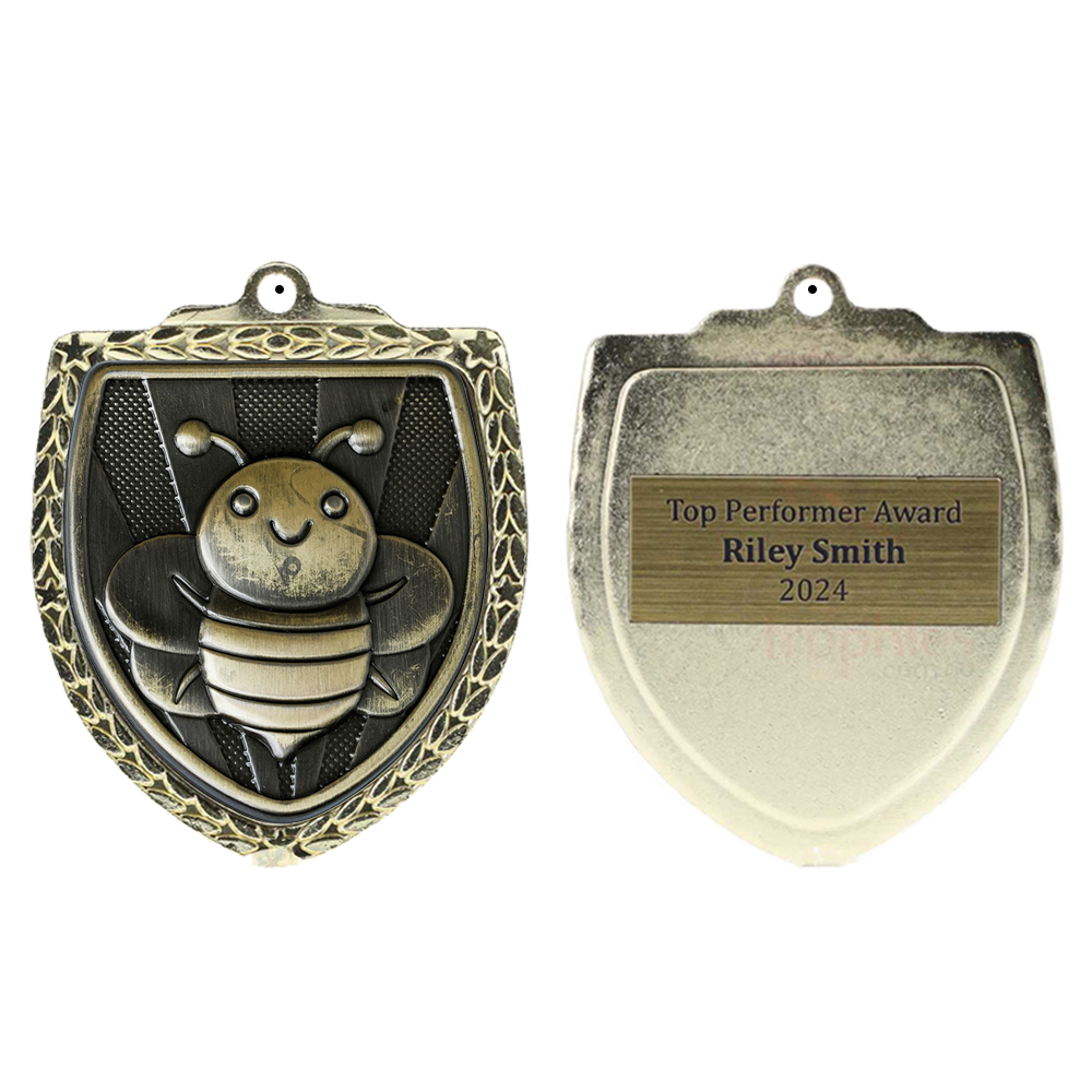 Spelling Bee Shield Medal 80mm - Gold 