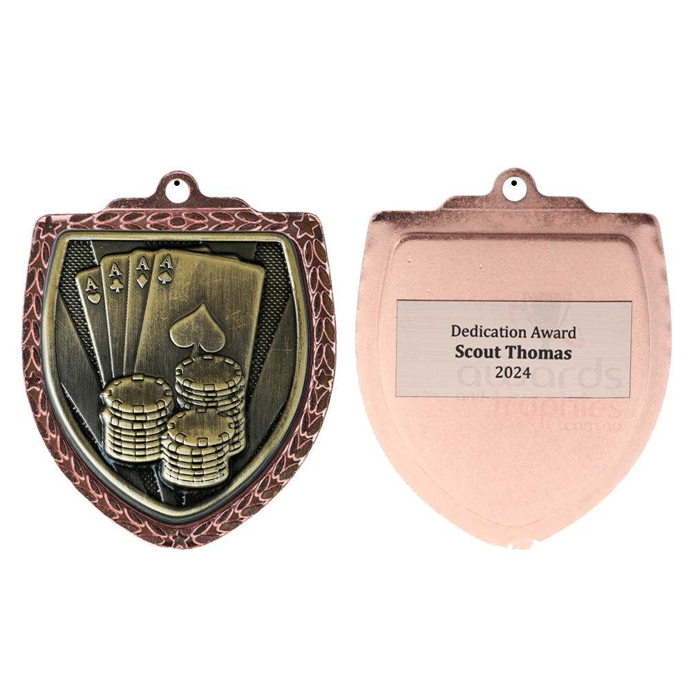 Poker Shield Medal 80mm - Bronze