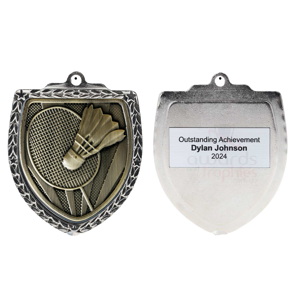 Badminton Shield Medal 80mm - Silver 