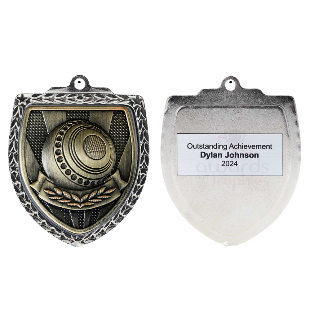 Lawn Bowls Ball Shield Medal 80mm - Silver 
