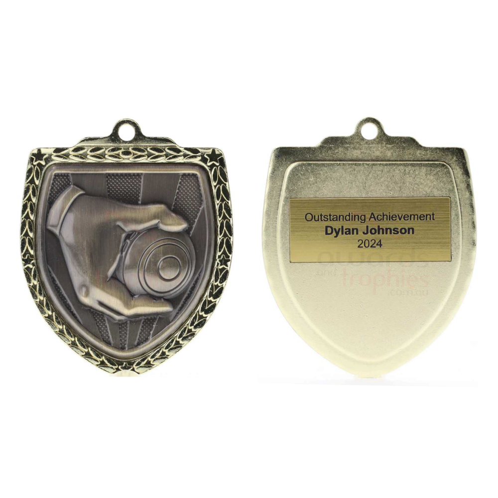 Lawn Bowls Shield Medal 80mm - Gold 