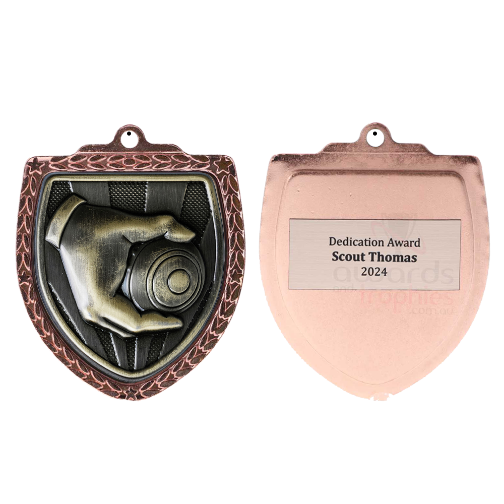 Lawn Bowls Shield Medal 80mm - Bronze