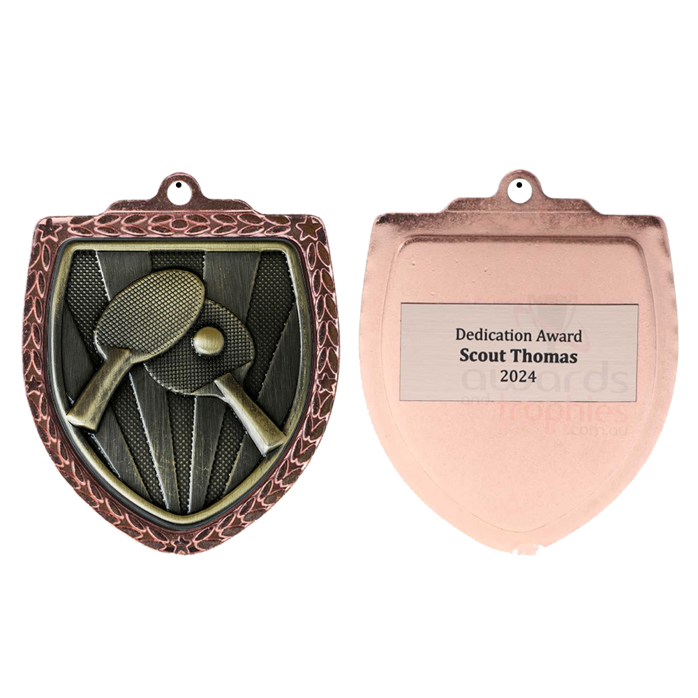 Table Tennis Shield Medal 80mm - Bronze