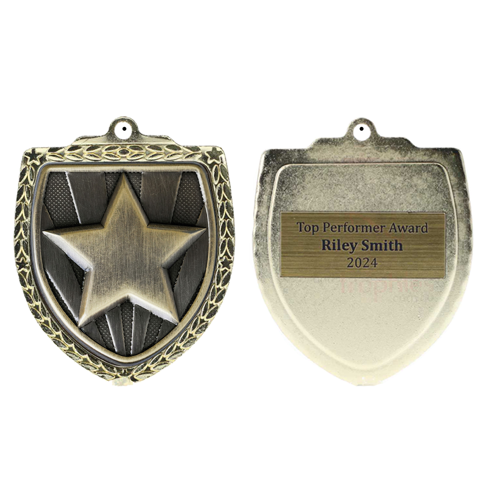 Star Shield Medal 80mm - Gold 