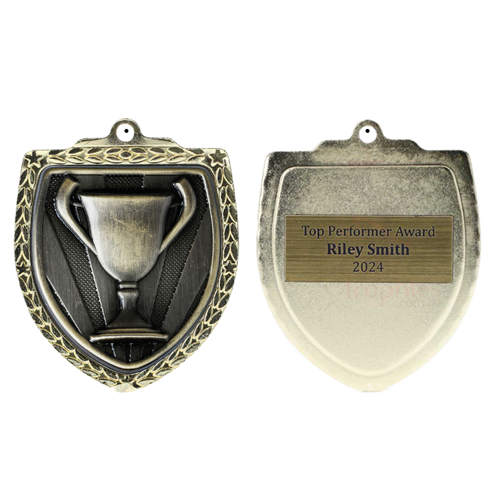 Achievement Shield Medal 80mm - Gold 