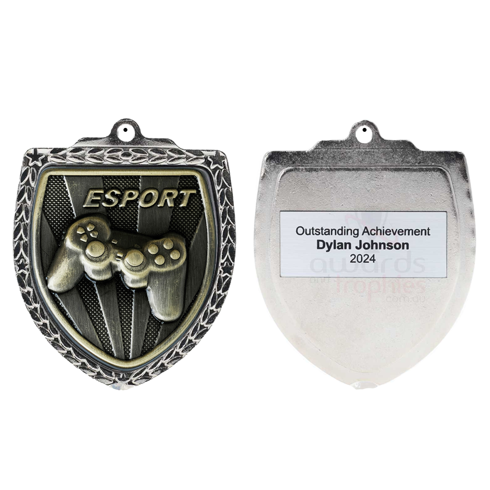 Esports Shield Medal 80mm - Silver 