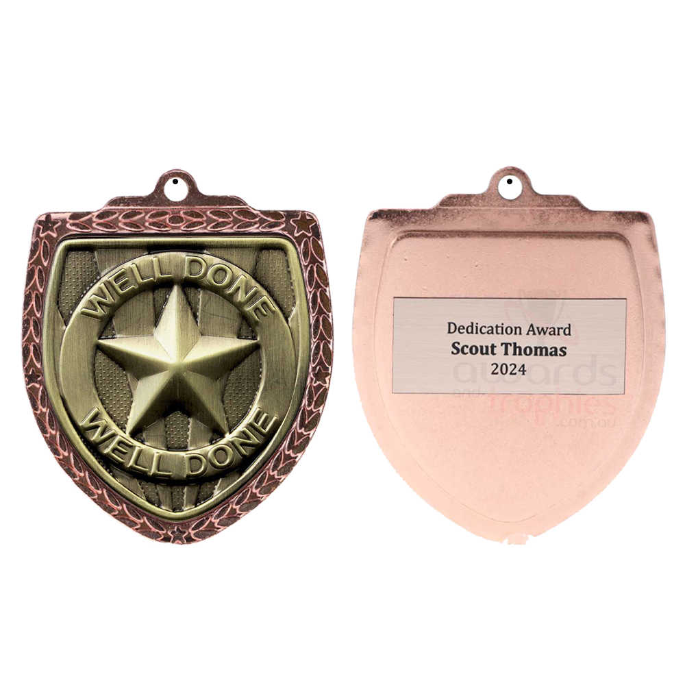 Well Done Shield Medal 80mm - Bronze