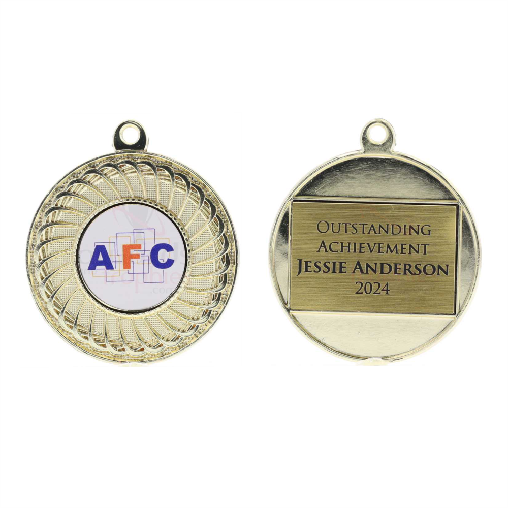 Oblique Personalised Medal 50mm - Gold