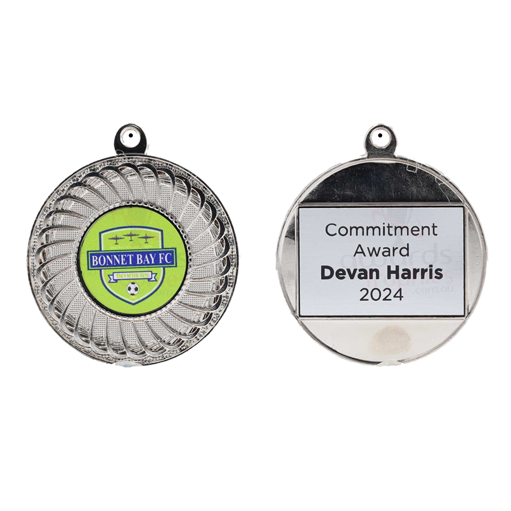 Oblique Personalised Medal 50mm - Silver