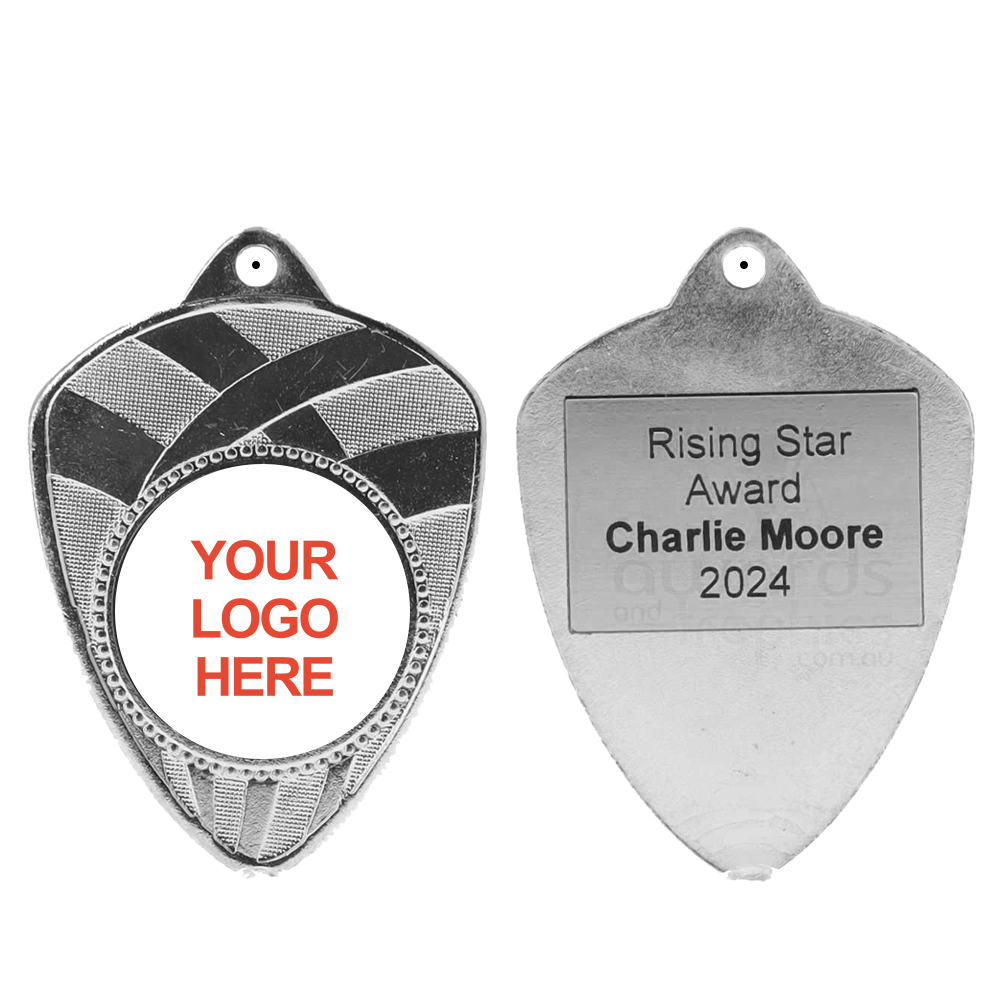 Shield Personalised Medal 66mm - Silver