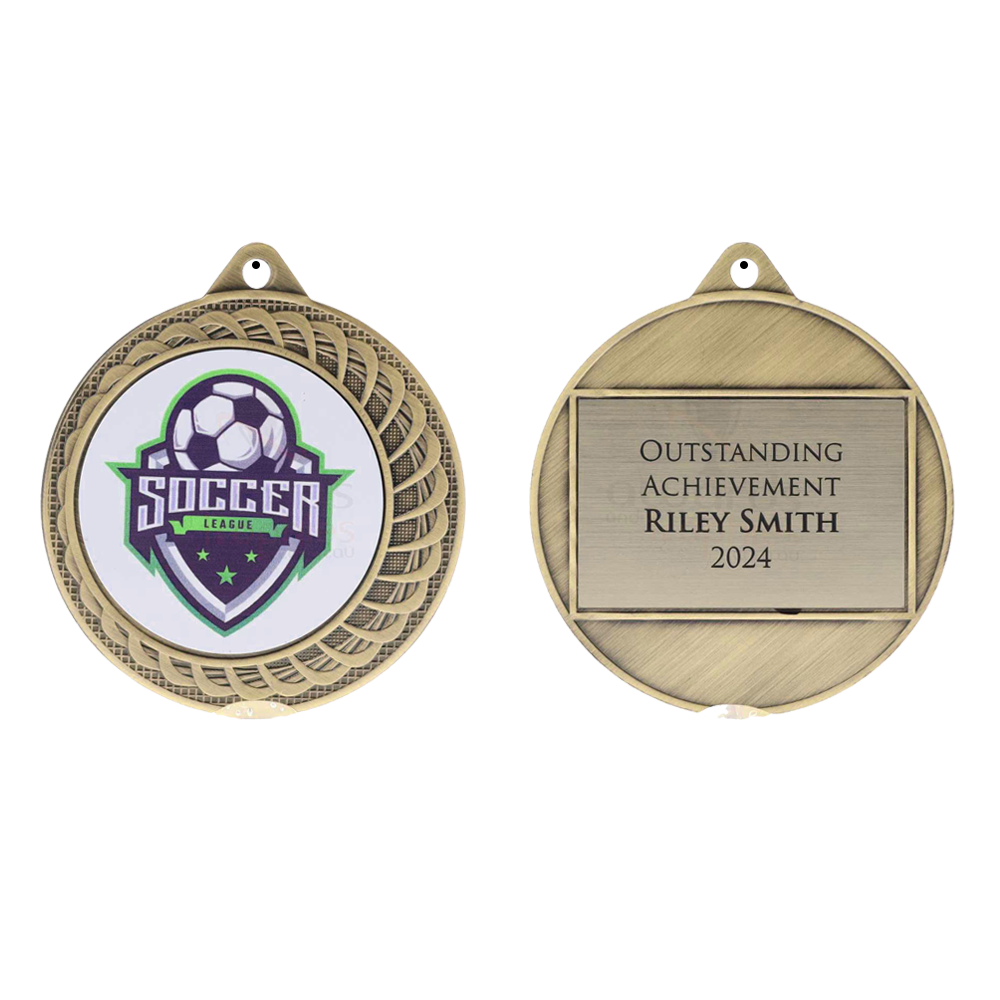 Filigree Personalised Medal 70mm - Gold