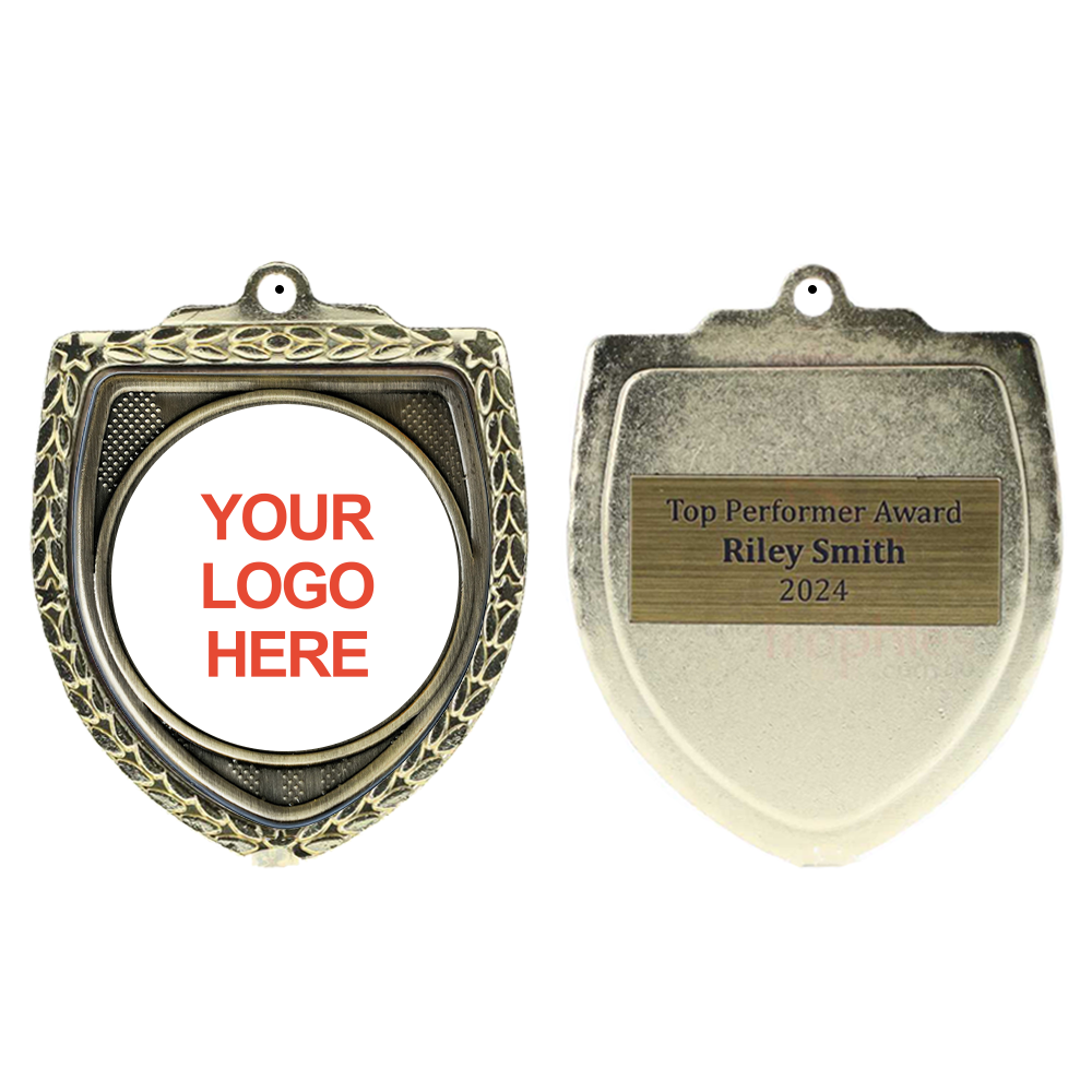 Personalised Shield Medal 80mm - Gold 