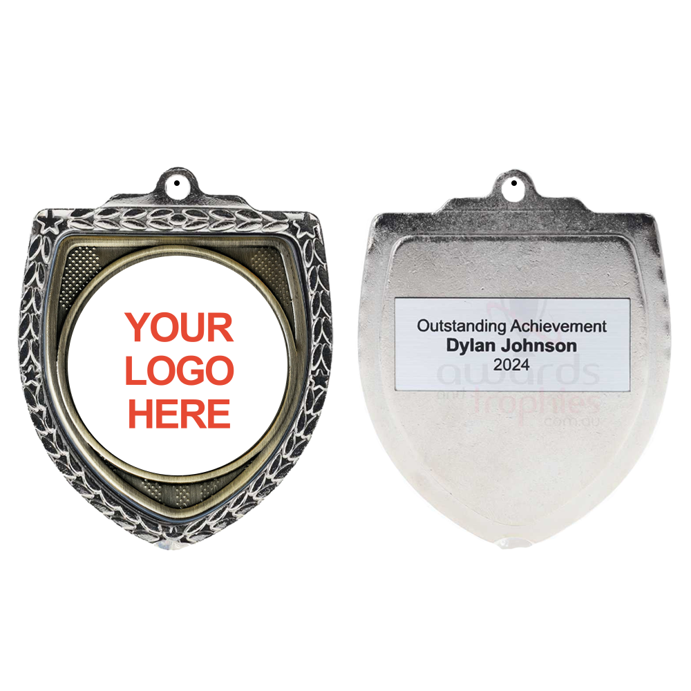 Personalised Shield Medal 80mm - Silver 