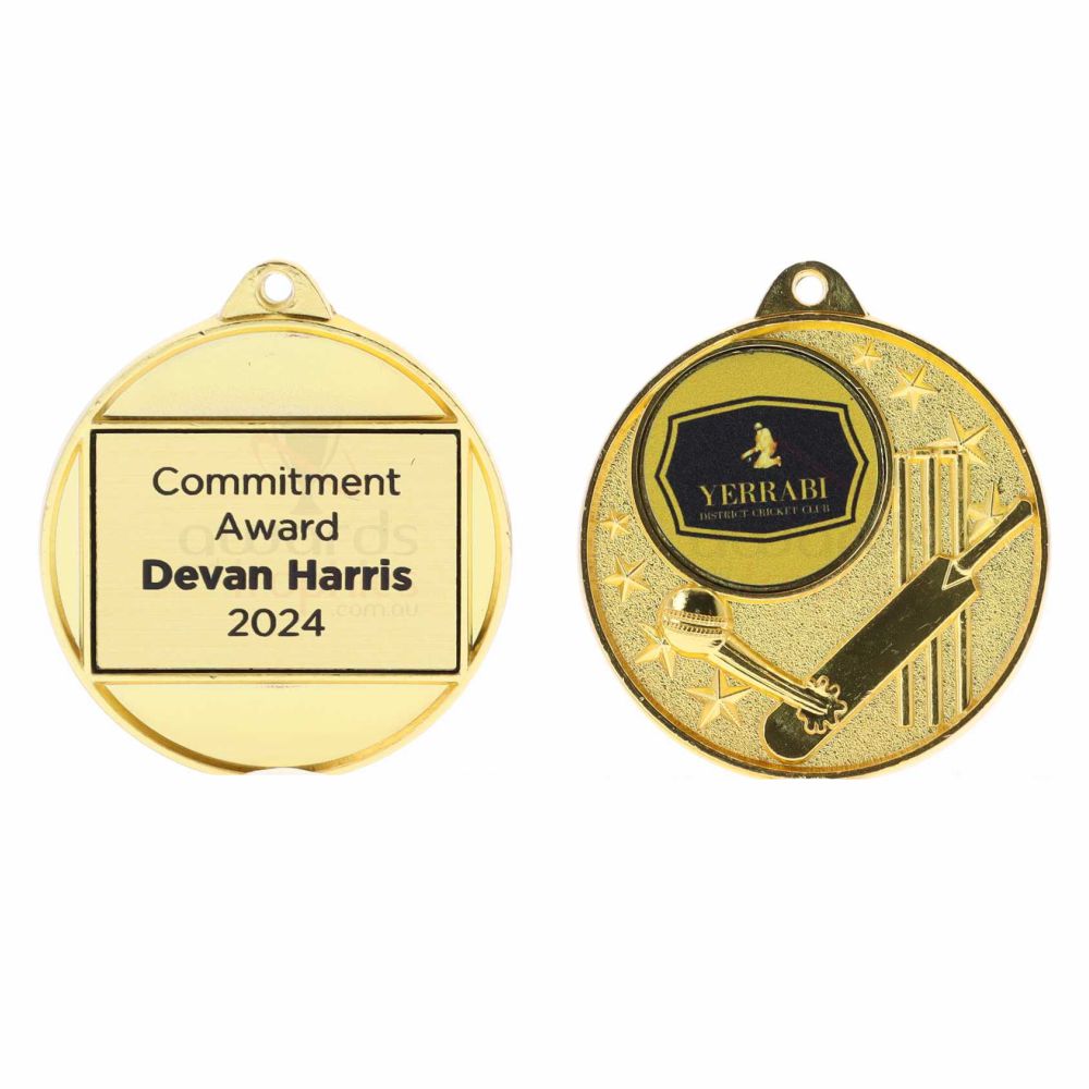 Cricket Logo Starry Medal 50mm - Gold