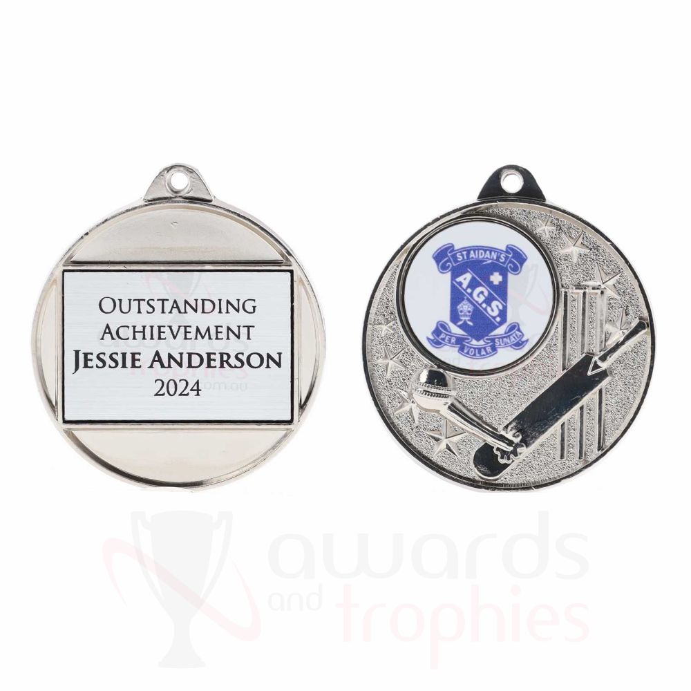 Cricket Logo Starry Medal 50mm - Silver