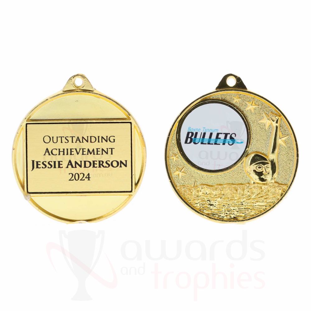 Swimming Logo Starry Medal 50mm - Gold
