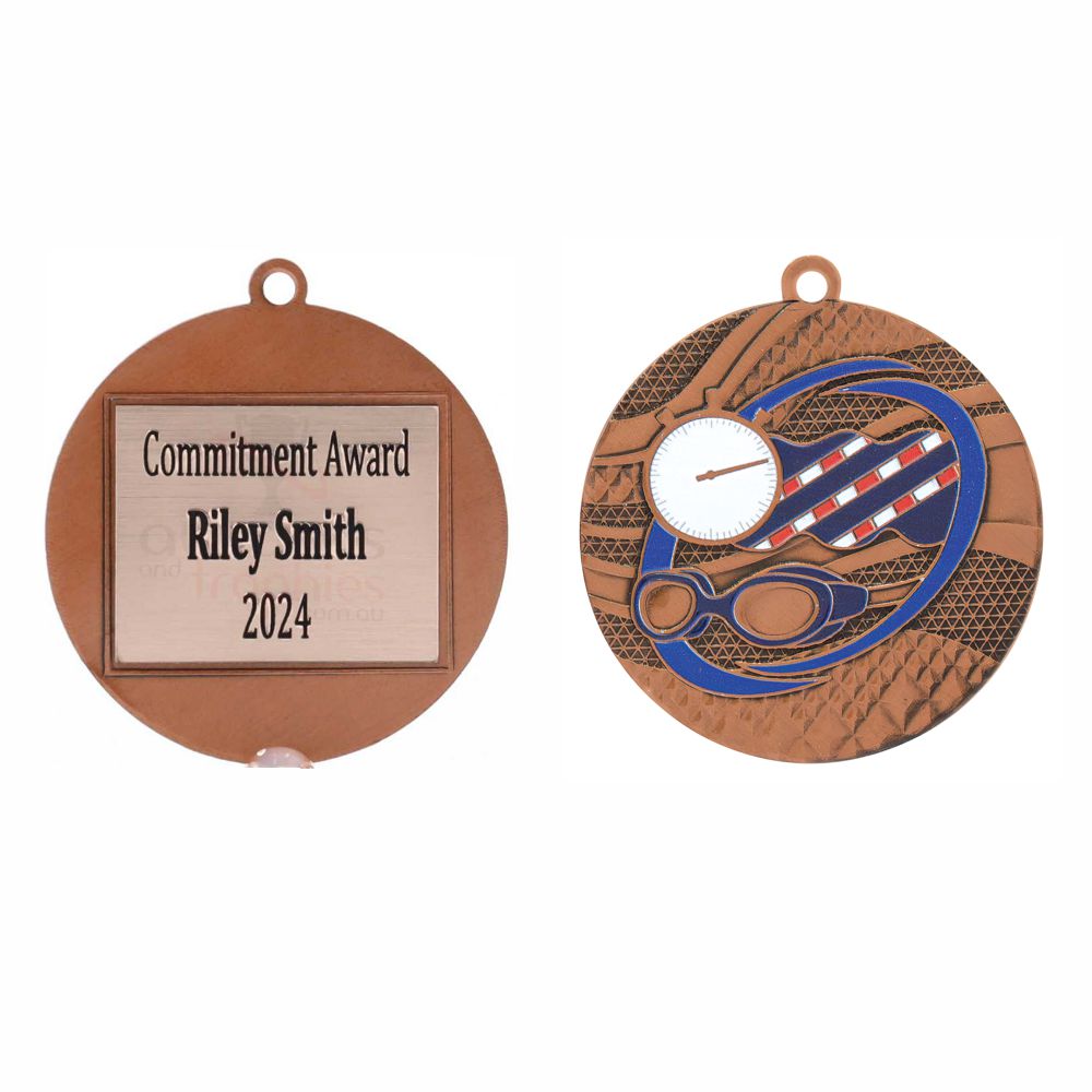 Mosaic Medal 50mm Bronze - Swimming