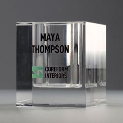 Crystal Cube Pen Holder 80mm