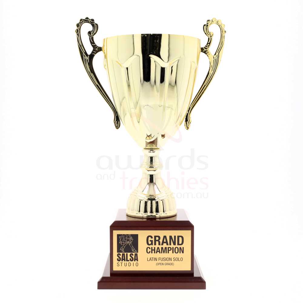 Rubicon Cup on Timber Base 265mm - Gold