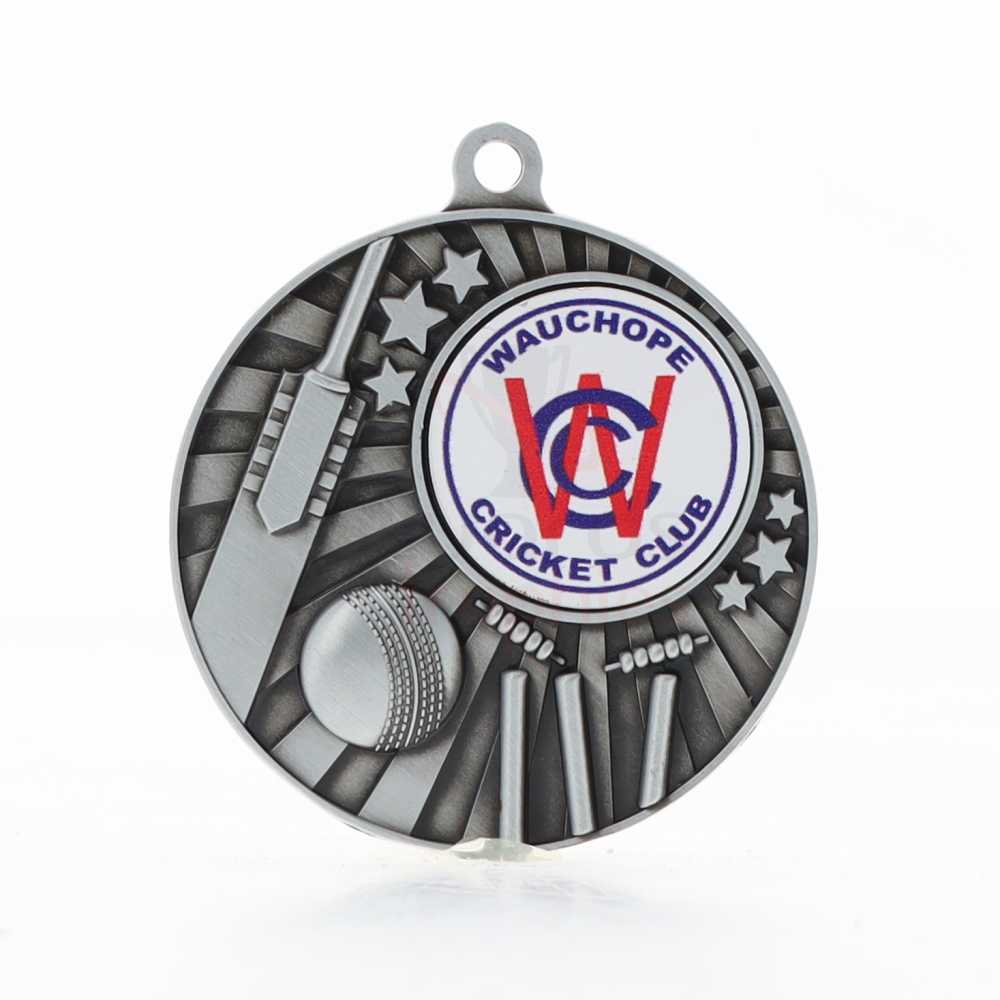 Impact Cricket Logo Medal Silver 50mm