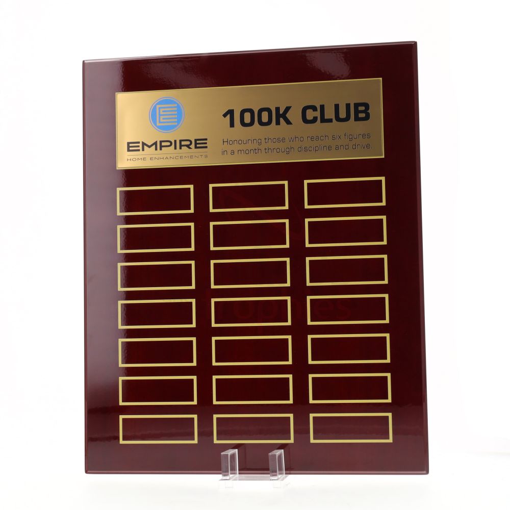 Continuity Perpetual Plaque 325mm - Rosewood/Gold