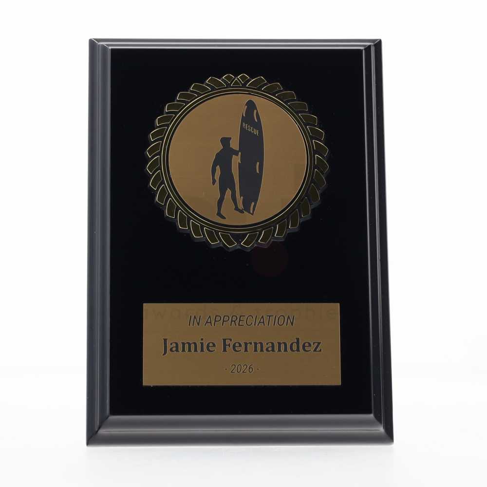 Black Plaque 150mm - Surf Lifesaving