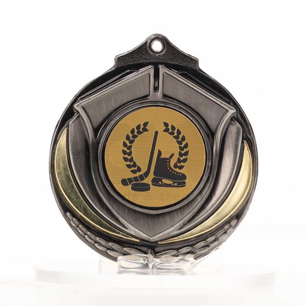 Two Tone Silver Medal 50mm - Ice Hockey