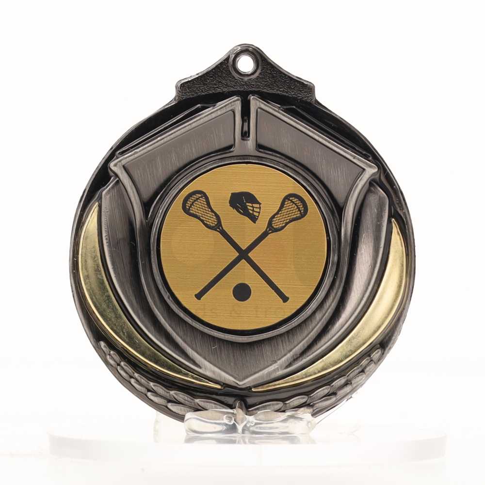 Two Tone Silver Medal 50mm - Lacrosse