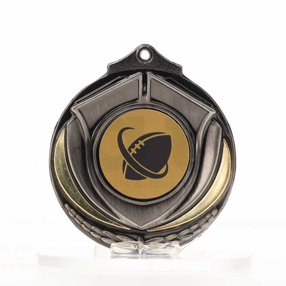 Two Tone Silver Medal 50mm - Touch Football