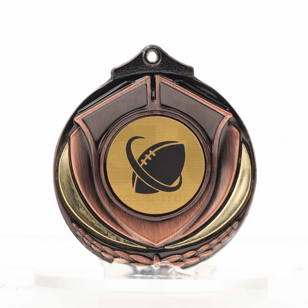 Two Tone Bronze Medal 50mm - Touch Football
