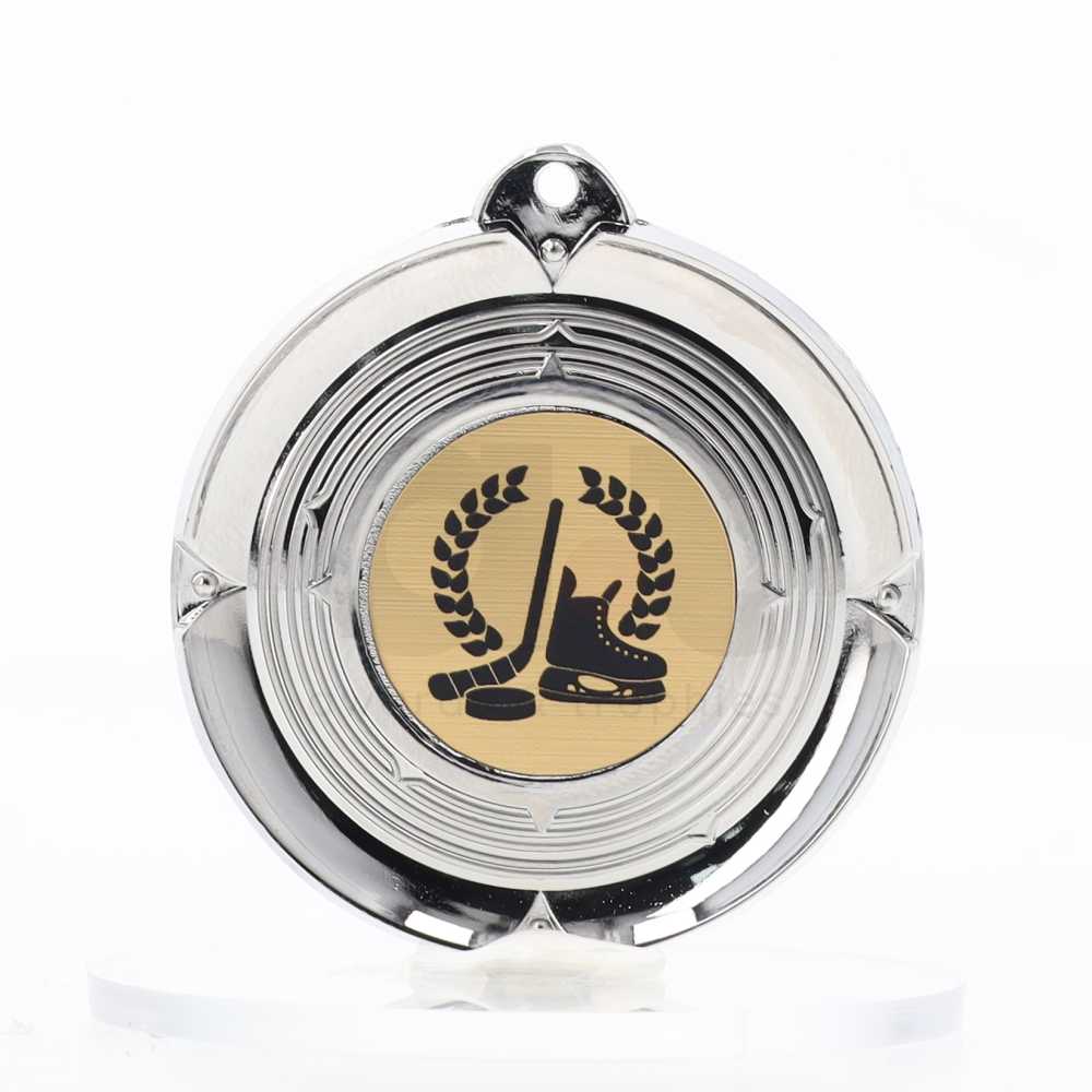 Deluxe Silver Medal 50mm - Ice Hockey