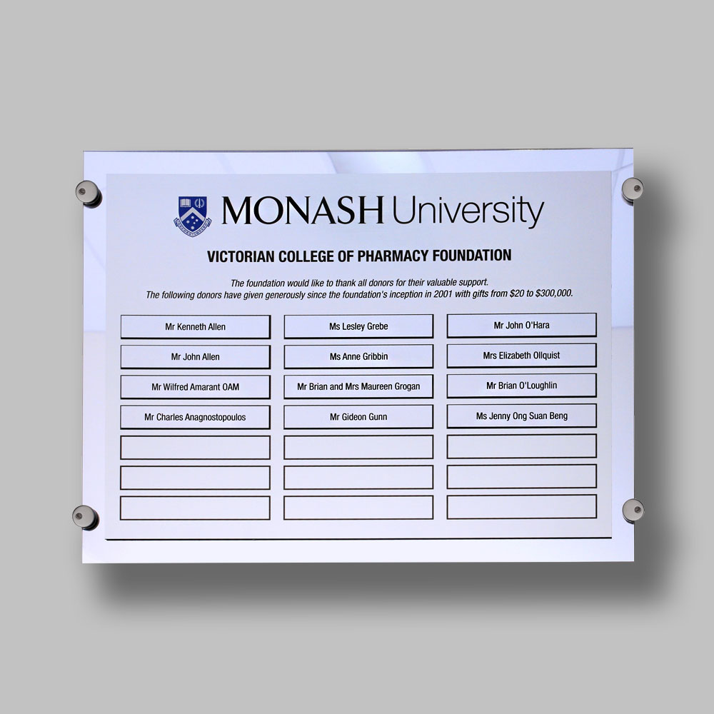 Reflection Acrylic Honour Board 600x450mm