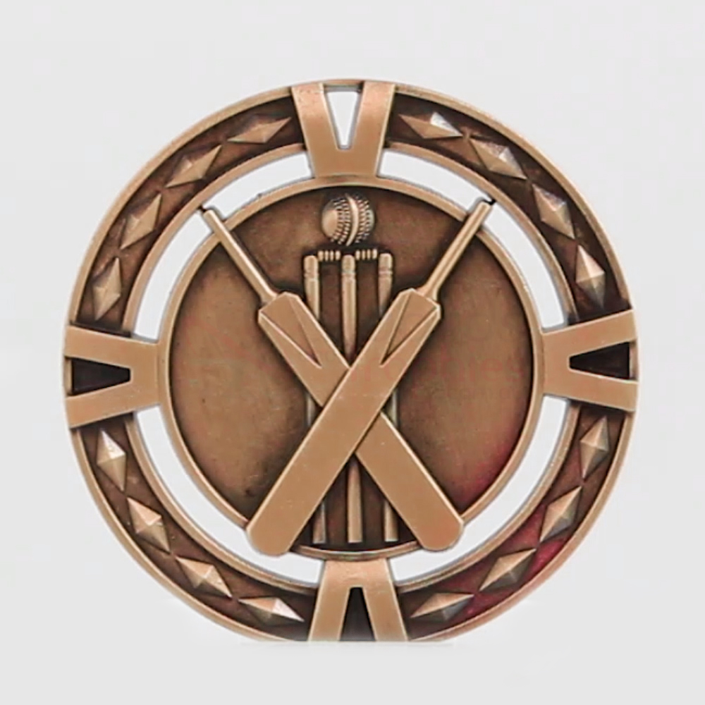 Cutout Cricket Medal 60mm Bronze