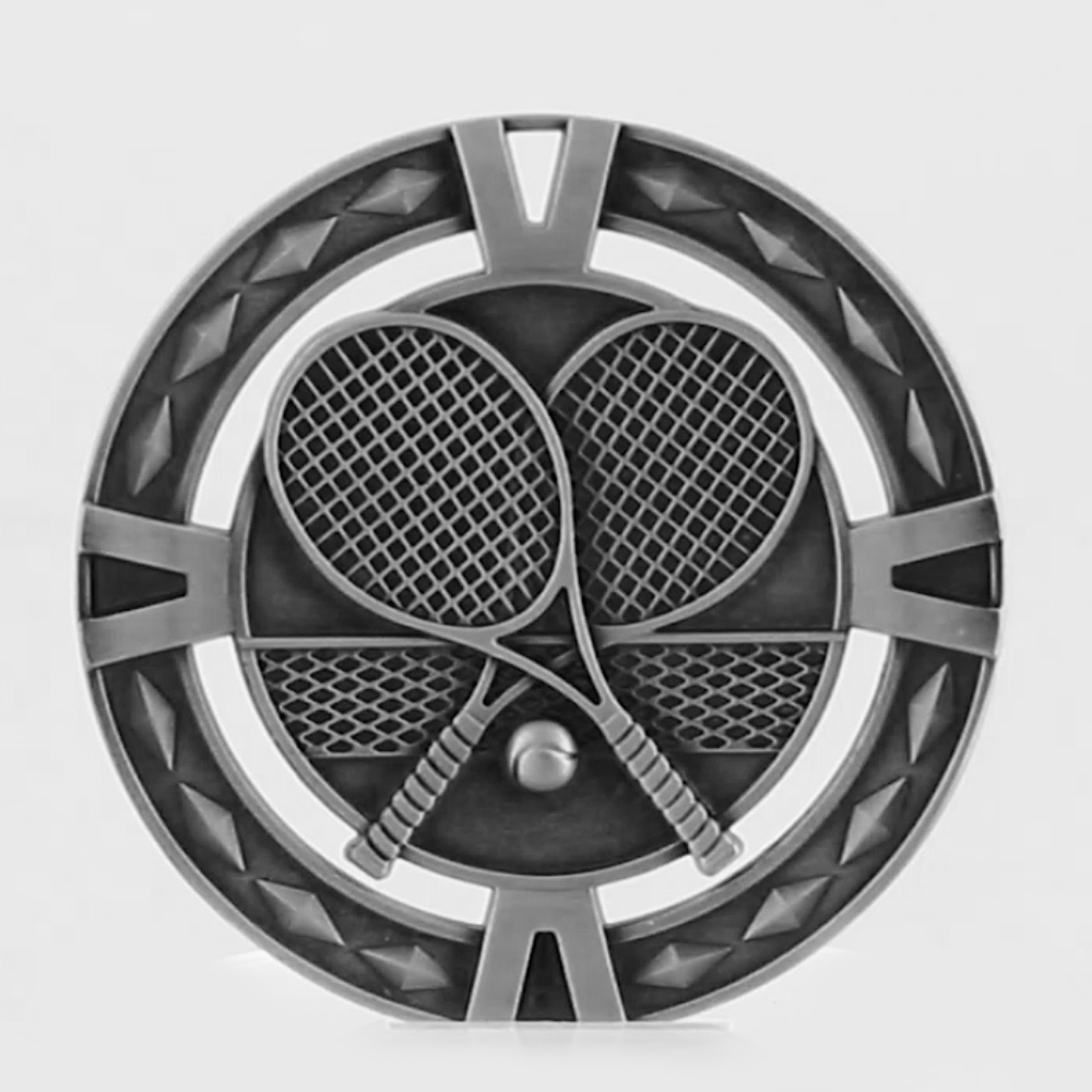 Cutout Tennis Medal 60mm Silver